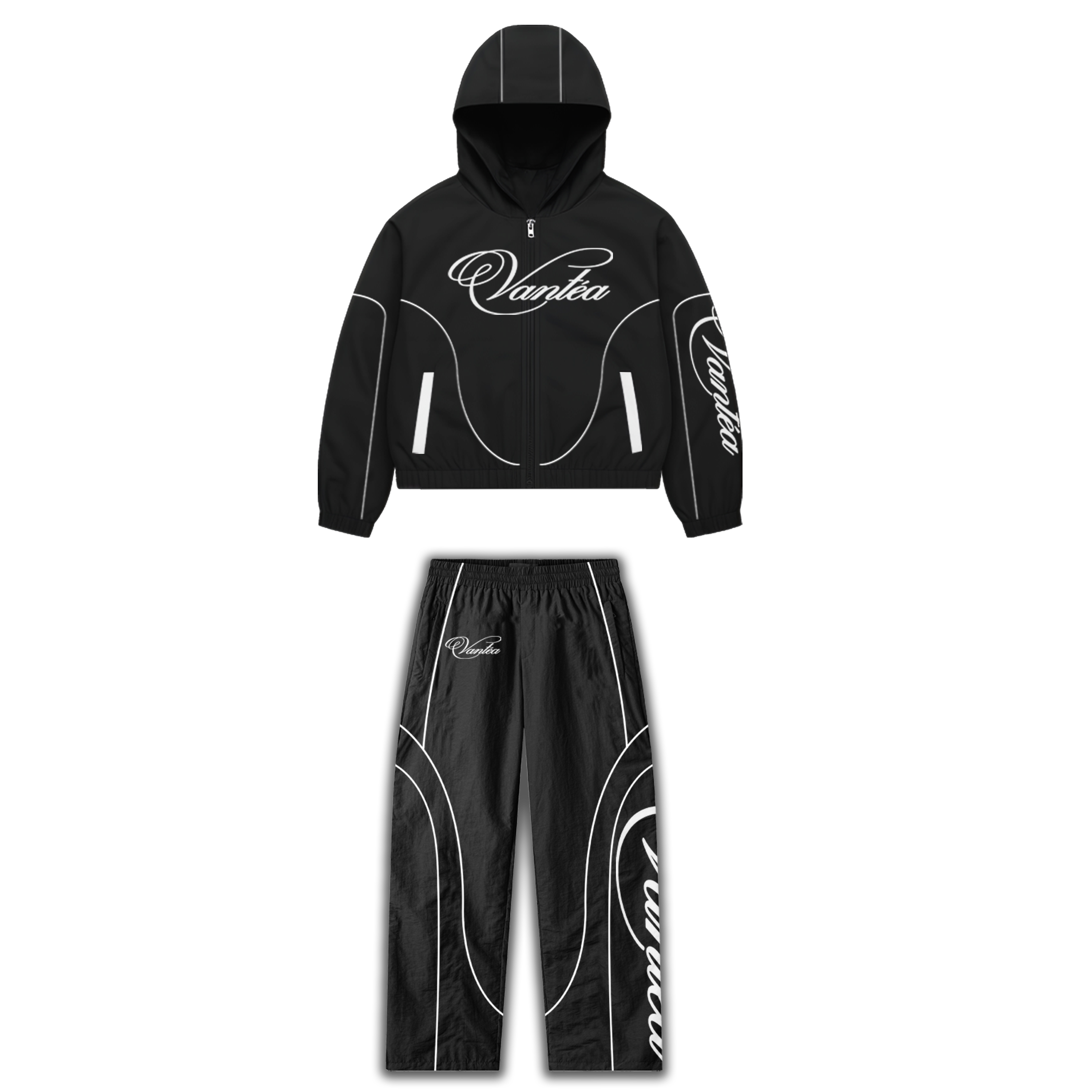 Vantéa Black Nylon Tracksuit