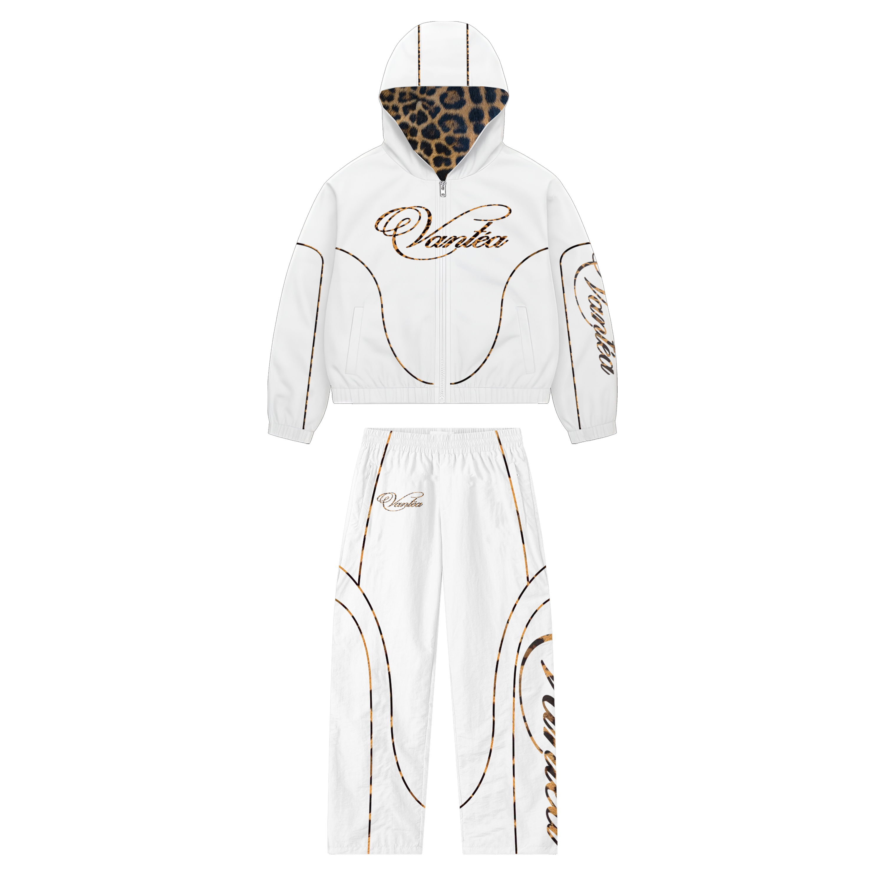 Vantéa White/Cheetah Nylon Tracksuit